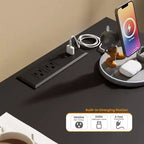 Comò a 9 cassetti per camera da letto, cassettiera con stazione di ricarica e luci LED, armadio doppio in legno, comò moderno porta TV