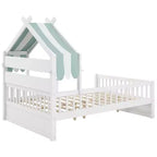 Letto a Capanna ModernLuxe per Bambini, Misura Singola/Piazza e Mezza, in Legno con Testiera Contenitore, Struttura in Pino Massiccio con Sponde di Protezione