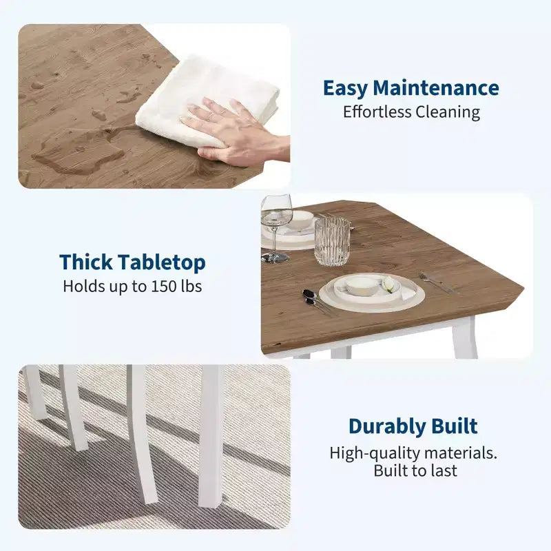 Tavolo e sedie da cucina con struttura in metallo, set da 5 pezzi, con design smussato