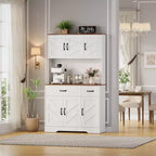 Mobile dispensa da cucina da 71" con stazione di ricarica, ampio piano di lavoro, supporto per microonde e 2 cassetti, mobile contenitore per sala da pranzo e soggiorno