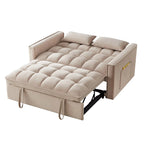 Divano letto a due posti 4 in 1 con braccioli e tasche portaoggetti, divano letto estraibile multifunzionale trapuntato con schienale regolabile