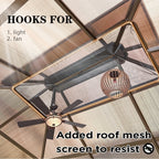 EROMMY Gazebo a tetto rigido, Pergola da esterno con doppio tetto, zanzariere e tende, Tenda da sole resistente per patio, cortile, feste in piscina