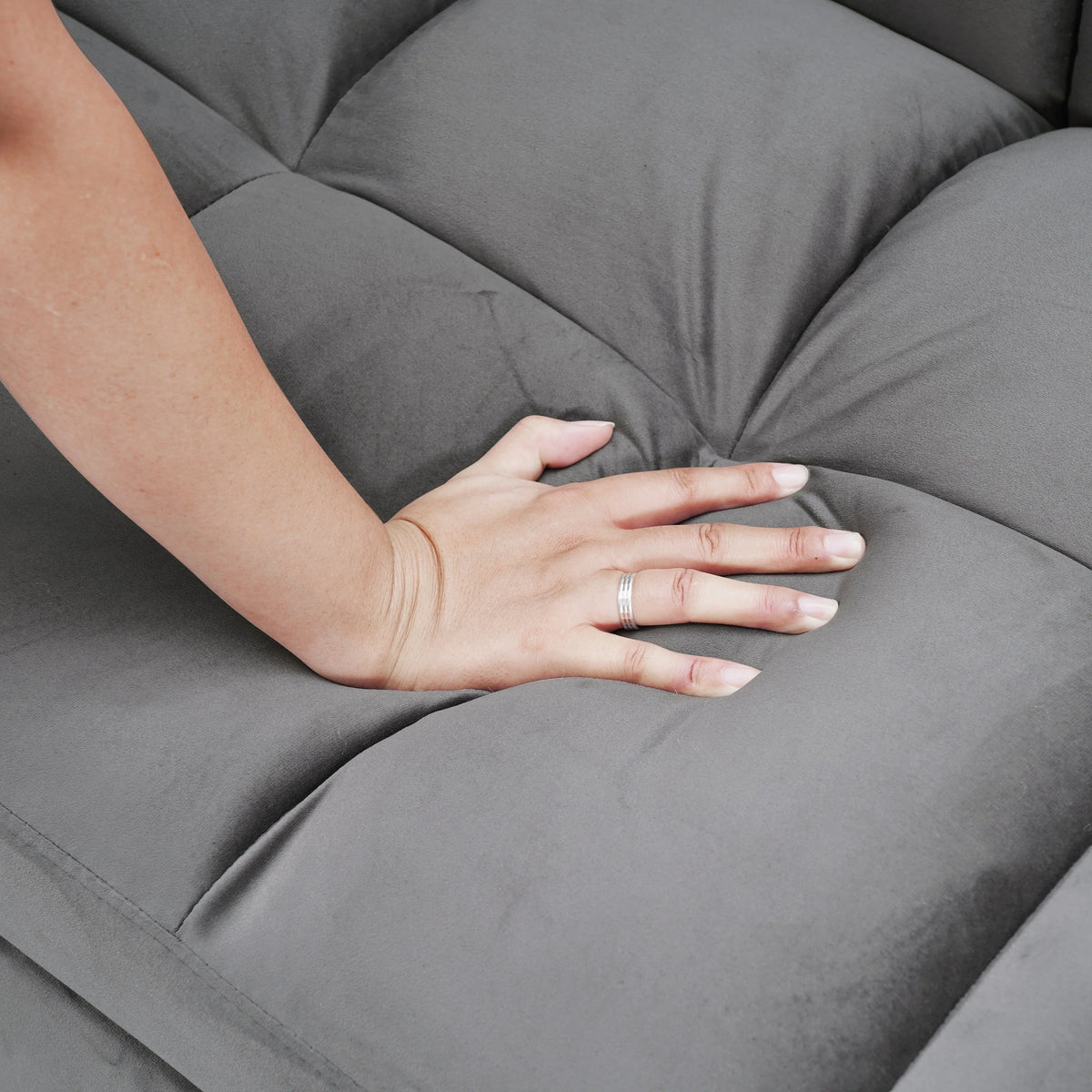 64,96 Velvet Divano Letto Convertibile 3-in-1 con Schienale Regolabile, Tasca Portaoggetti e Capacità di Carico di 227 kg