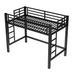 Letto a soppalco in metallo salvaspazio con doppia scaletta e ringhiere, nero - ModernLuxe
