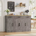 Mobile Buffet Celebalcony con Contenitore, Grande Mobile Contenitore da Cucina da 53,4 pollici con 3 Cassetti e 4 Ante, Ripiano Regolabile per Cucina, Soggiorno