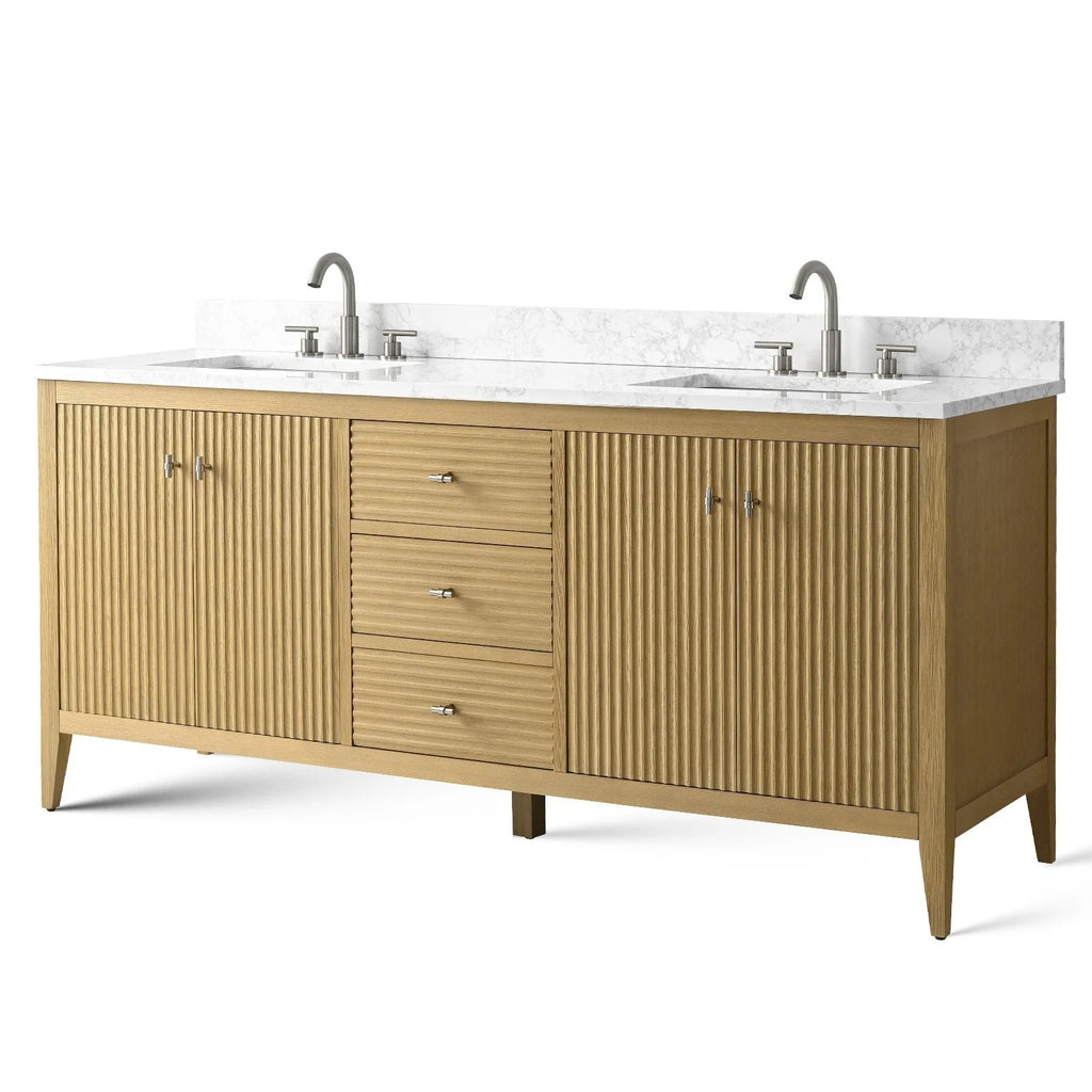 Mobile lavabo doppio Vanity Art 72 per bagno con piano in marmo composito
