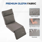 Pocassy 3PCS Versatile Outdoor Recliner Chair with Side Table Grey Cushion