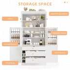 Dispensa da cucina indipendente 77H, armadio contenitore in stile rustico con ripiani regolabili, ripiani sulla porta, cassetti e portabottiglie - ModernLuxe
