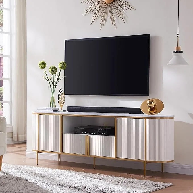 Mobile TV Moderno di Lusso, Mobile Intrattenimento, con Top in Finto Marmo