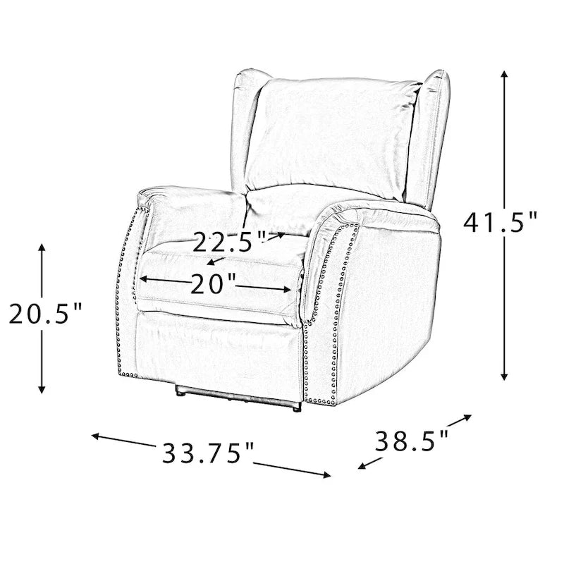 Poltrona reclinabile Eduardo in vera pelle con porta USB, set da 2
