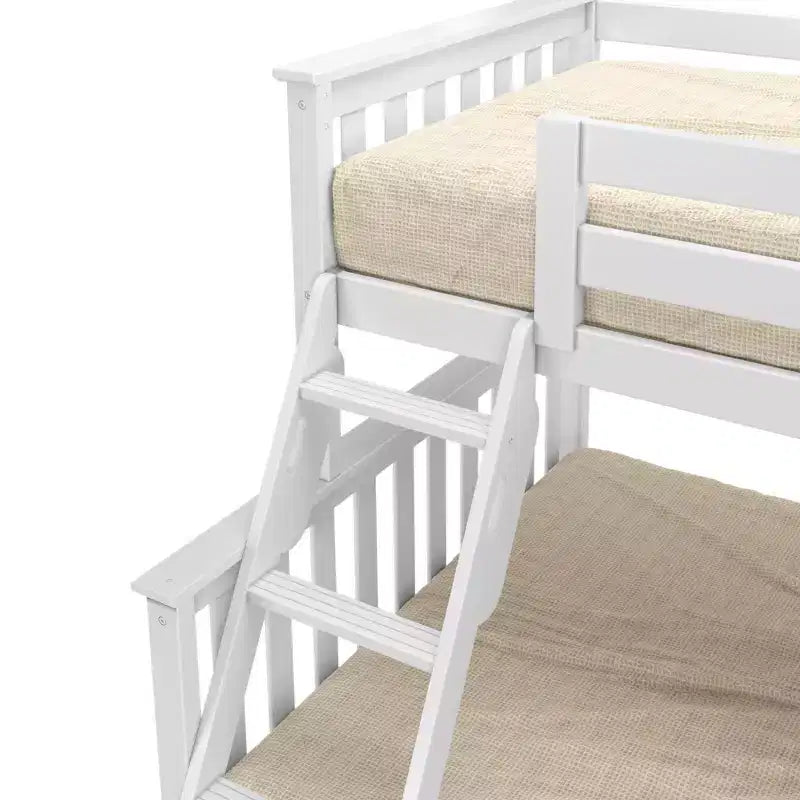 Letto a Castello in Legno Massello Max & Lily, una Piazza e Mezza con Letto Estraibile Contenitore e Scaletta per Bambini