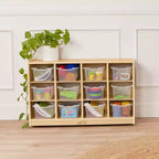 Mobile Cubby con vassoio e 15 contenitori frontali a paletta, 3x4, Arredamento per bambini