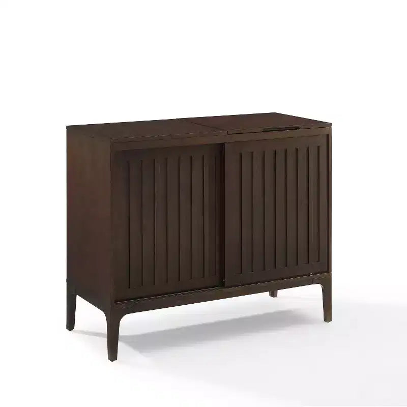 Asher Record Storage Media Console Dark Brown - Crosley: Sliding Doors, Adjustable Shelving, Vinyl Organizer