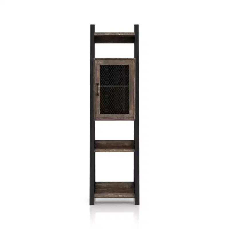 Libreria Torre Multimediale a 2 Ripiani Kolher Marrone: Stile Rustico, 6 Livelli, Contenitore Aperto e Regolabile
