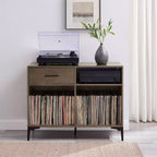Mobile multimediale 40" Sydney Record Storage Noce: Portadischi in vinile, mobile multimediale con ripiani aperti