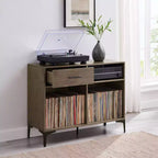Mobile multimediale 40" Sydney Record Storage Noce: Portadischi in vinile, mobile multimediale con ripiani aperti