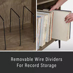 Mobile multimediale 40" Sydney Record Storage Noce: Portadischi in vinile, mobile multimediale con ripiani aperti