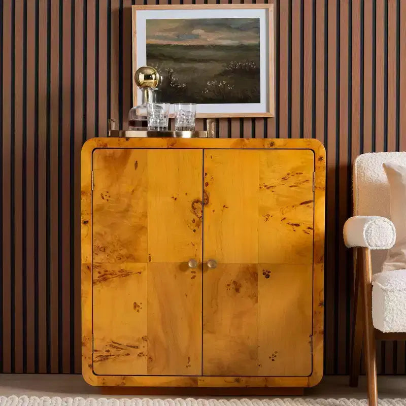 Credenza in vero legno di radica Netra, noce chiaro