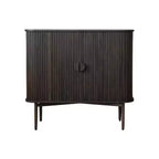 Storied Home Oak 28.5" Tall 2 Door Decorative Storage Cabinet: Rubberwood & MDF, No Assembly Required
