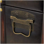 Baule da 3 Pezzi in Ecopelle Borchiato con Chiusure e Maniglie Marrone Scuro: Decorazione Tradizionale per Interni, Completamente Assemblato