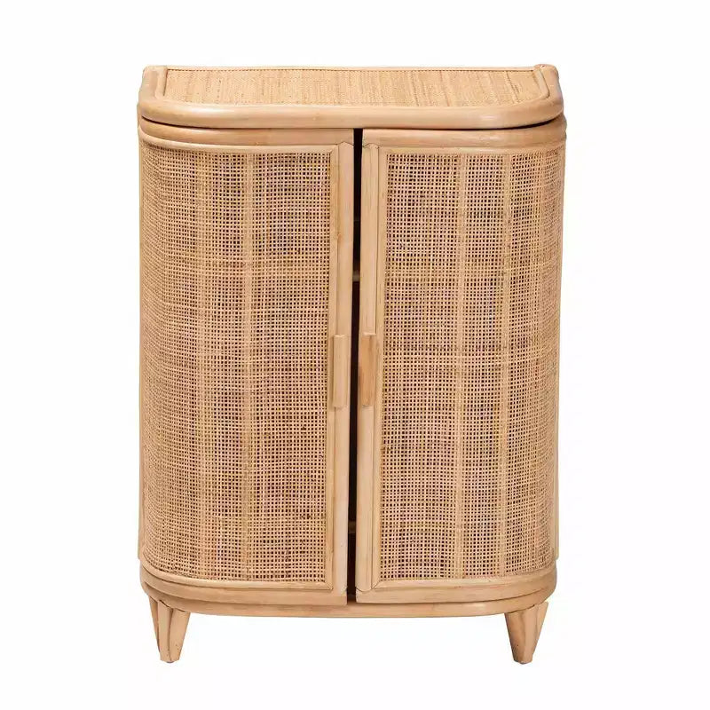 bali & pari Yanka Natural Rattan Storage Cabinet Natural: Handcrafted, 2-Shelf, Bohemian Design