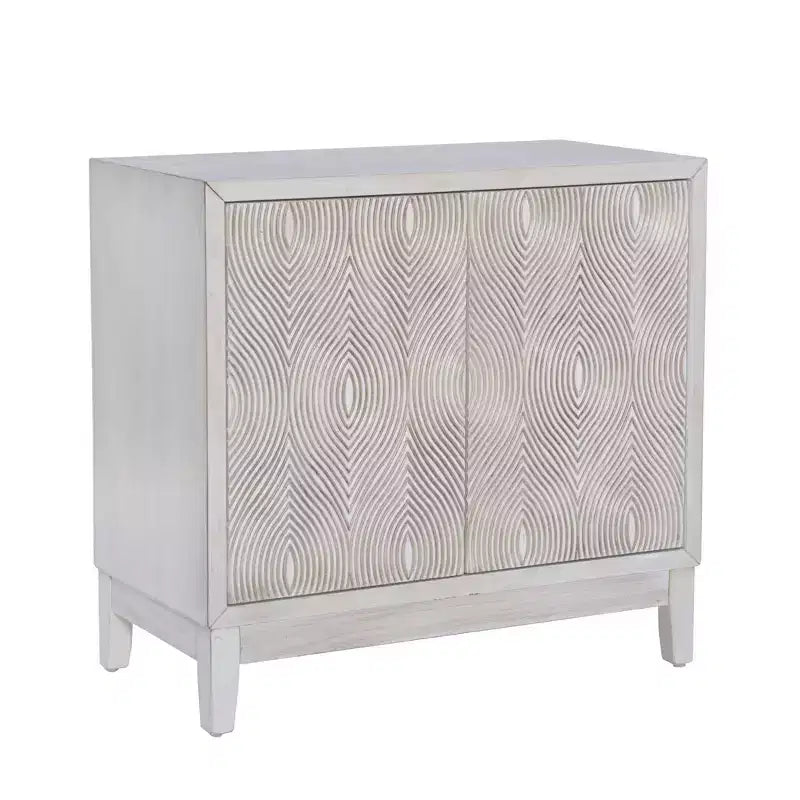 Powell Buchanan Solid Wood Two Door Two Shelf Accent Cabinet Anitique White