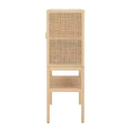 Mobile decorativo a 2 ante con ripiano, in rattan e pino, altezza 119 cm, colore naturale