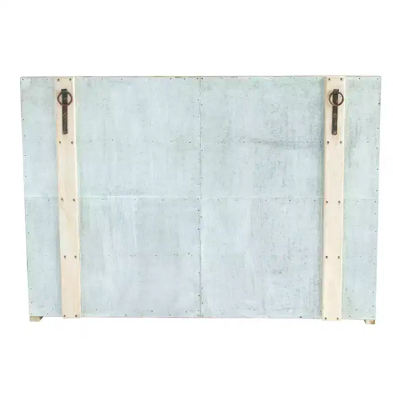 Mobile Contenitore Decorativo a 4 Ante in Legno Marrone, Alto 100 cm: Chiusura Magnetica, Ripiani Fissi