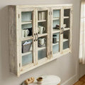 Mobile Contenitore Decorativo a 4 Ante in Legno Marrone, Alto 100 cm: Chiusura Magnetica, Ripiani Fissi