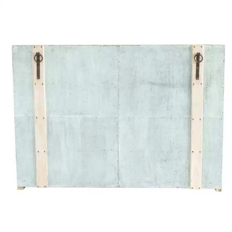 Mobile Contenitore Decorativo a 4 Ante in Legno Marrone, Alto 100 cm: Chiusura Magnetica, Ripiani Fissi