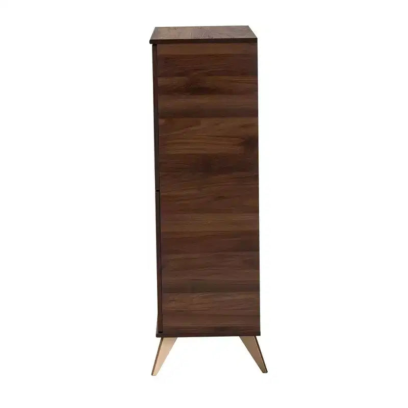 Scarpiera Graceland in legno Noce/Oro: design di metà secolo, 6 ripiani, organizza 18 paia