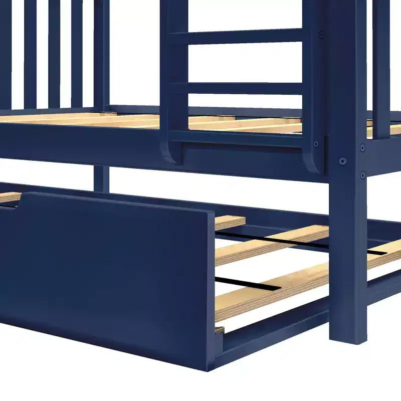 Letto a Castello in Legno Massello Max & Lily, una Piazza e Mezza con Letto Estraibile Contenitore e Scaletta per Bambini