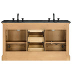 Mobile bagno Hervas con top in marmo naturale senza specchio
