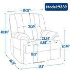 Poltrona reclinabile manuale oversize verde con girevole, dondolo e rivestimento in tessuto