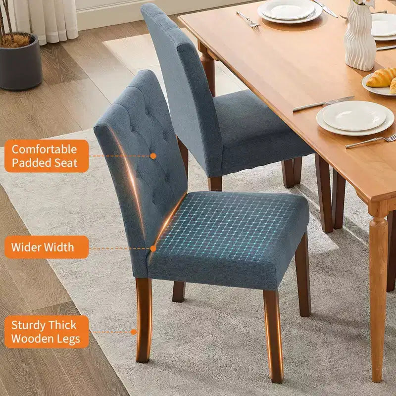 Set di 6/4 sedie da pranzo Parsons con bottoni trapuntati - Sedie da cucina imbottite in tessuto con gambe in legno e sedili imbottiti - Mobili per soggiorno e cucina