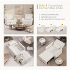 AECOJOY Poltrona Letto 3 in 1 con Cuscino e Schienale Convertibile