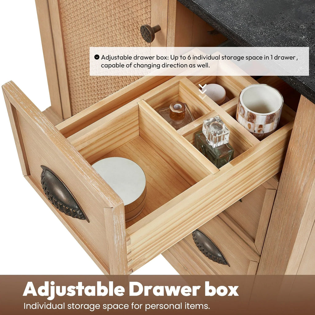Mobile bagno Hervas con top in marmo naturale senza specchio