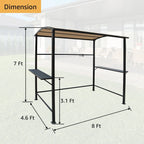 Gazebo da esterno con struttura in acciaio 1,5 x 2,4 m con tettoia per barbecue