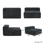 Divano componibile modulare grande, rivestimento in velluto a coste, a U, a 4 posti, con 2 pouf e 5 cuscini