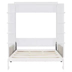 Letto a muro a scomparsa Whisen Modern Design con struttura in legno, Queen Size, con divano e mensole