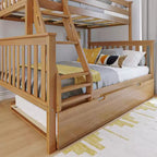 Letto a Castello in Legno Massello Max & Lily, una Piazza e Mezza con Letto Estraibile Contenitore e Scaletta per Bambini