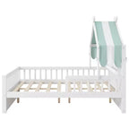 Letto a Capanna ModernLuxe per Bambini, Misura Singola/Piazza e Mezza, in Legno con Testiera Contenitore, Struttura in Pino Massiccio con Sponde di Protezione