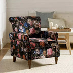 Poltrona Araceli Tradizionale in Legno Imbottita Floreale con Schienale Alto e Borchie | ART OF LIVING DESIGNS