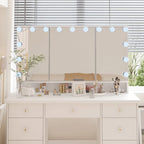 Lussuosa Toeletta da Trucco a LED con 9 Cassetti Elegante Postazione Trucco