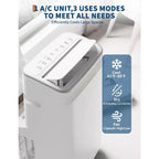 Condizionatore portatile da 15.000 BTU, unità AC portatile 3-in-1 con deumidificatore e ventilatore, modalità sleep, telecomando e pannello LED, raffredda 850 piedi quadrati, silenzioso