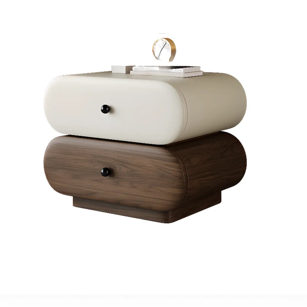 Comodino moderno bicolore con cassetti contenitori