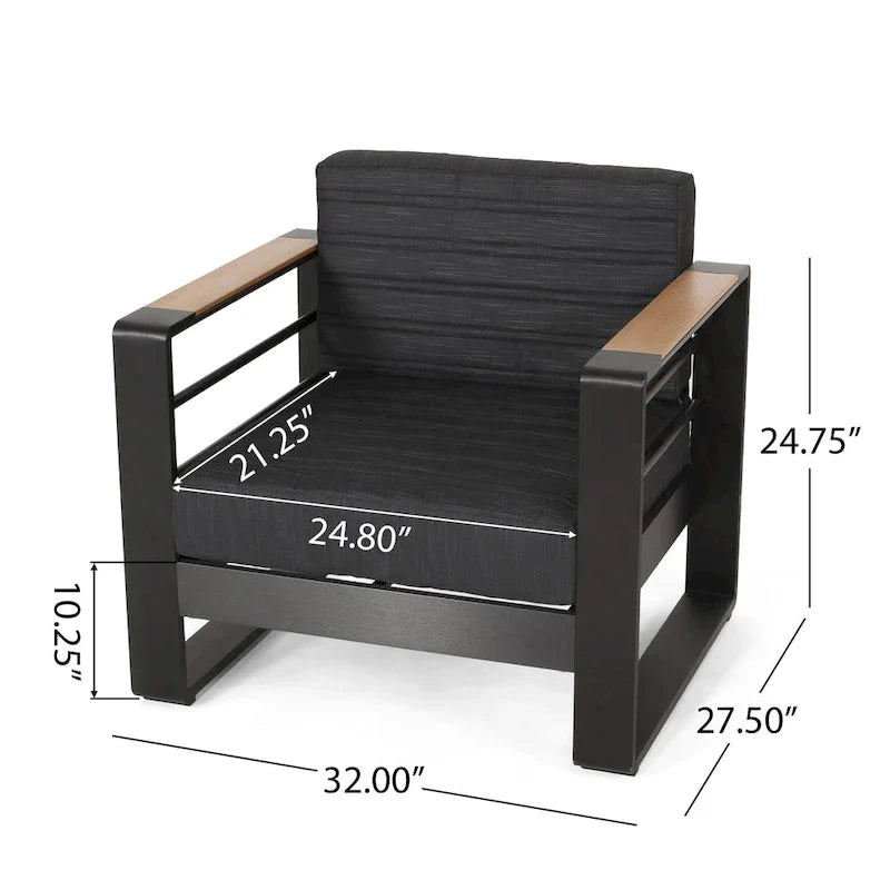 Set da conversazione per 7 persone con focolare Giovanna Outdoor in alluminio di Christopher Knight Home