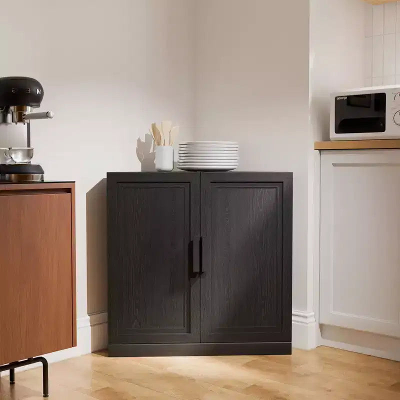 Mobile ad Angolo Dovelina con Ripiani Regolabili Credenza Buffet Vetrinetta Vino Mobile da Cucina e Sala da Pranzo con Ante in Legno - 31H x 31W, 36H x 31W