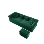 Divano Letto Estraibile 3-in-1 King Size in Velluto Whisen e Divano Letto Convertibile con Ottomana Mobile, Design Trapuntato