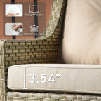 HOOOWOOO, Set di 2 Sedie da Esterno in Rattan Intrecciato con Schienale Alto